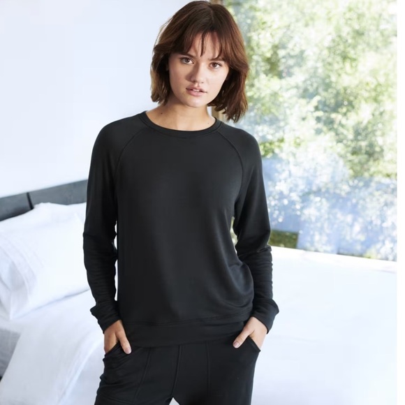 Quince Sweaters - New Quince SuperSoft Fleece Crew Black, New with Out Tags